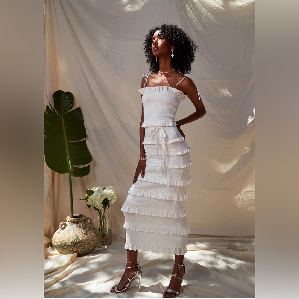 Designer White V. Chapman Dress, Perfect for Bridal Events